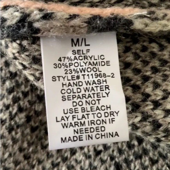 Blue B Collection Crew Neck Leopard Sweater Oversized Wool Blend Women's M/L - Picture 11 of 12